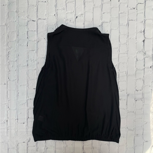 New York and Company Sleeveless V Neck Blouse with Ruffles on front - Picture 3 of 6